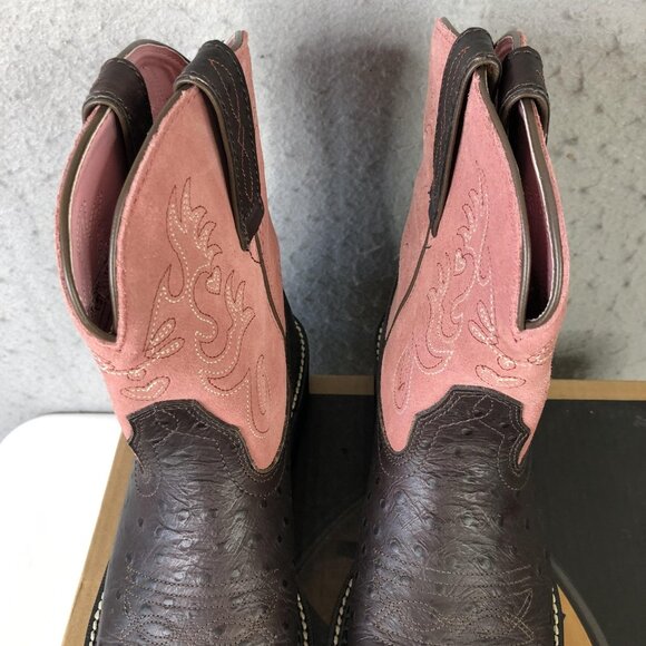 Ariat Fatbaby Boots Womens Size 7.5 Brown Ostrich Print Blush Suede 4LR 14765 - Picture 12 of 16